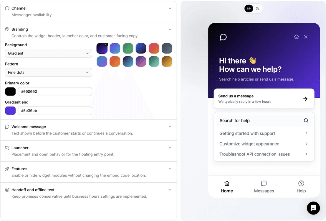 Dhru Inbox customizable live chat widget builder